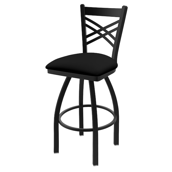 25" Swivel Counter Stool, Black Wrinkle, Black Vinyl Seat